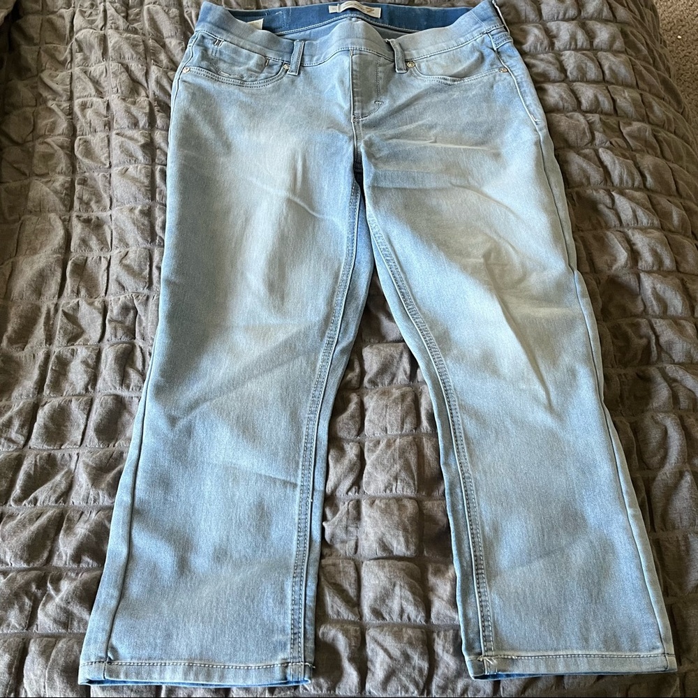 Seven7 elastic band denim capri